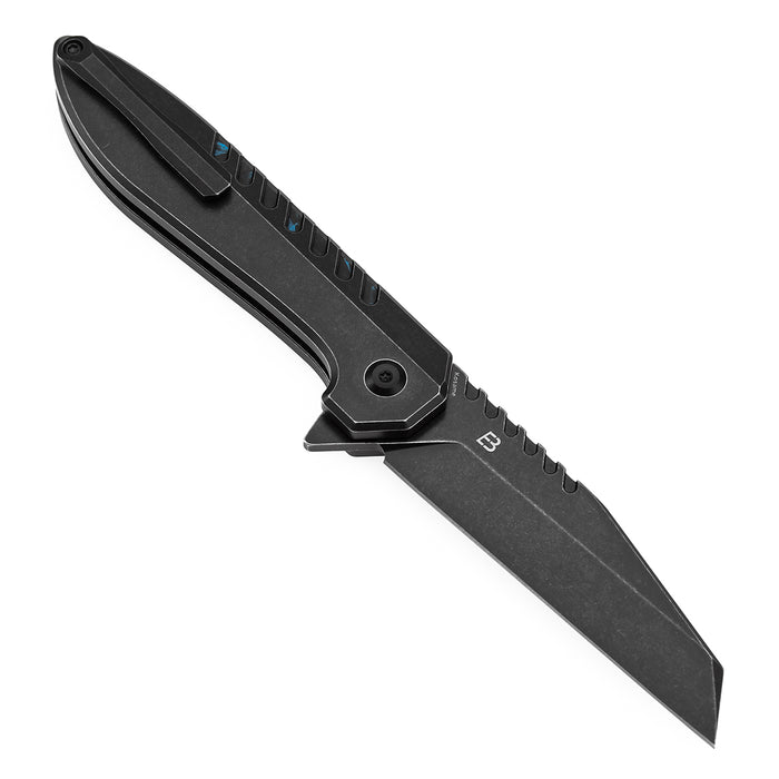 Kansept Kosame T1093F2 154CM Blade Blackwash Titanium with Blue Carbon Fiber Inlay Button Lock