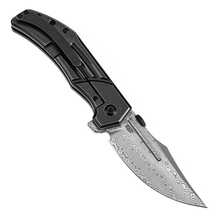 Kansept Orion K1089A3 Damascus Blade Titanium Handle JB Stout Design