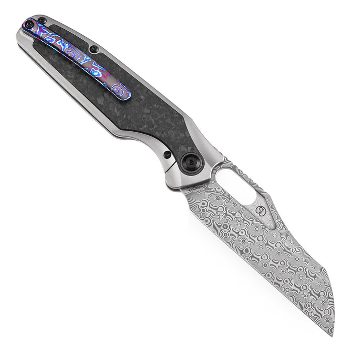 Kansept Tuckamore K1052A5 Folding Knife Damascus Blade Titanium + Carbon Fiber Handle Frame Lock