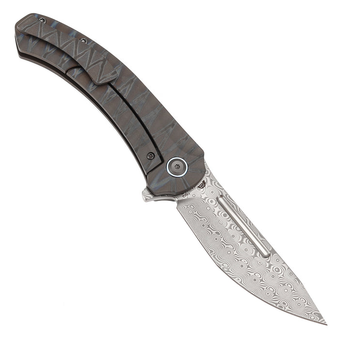 KANSEPT Knives Hira K1090A5 Damascus Blade Titanium Handle Frame Lock