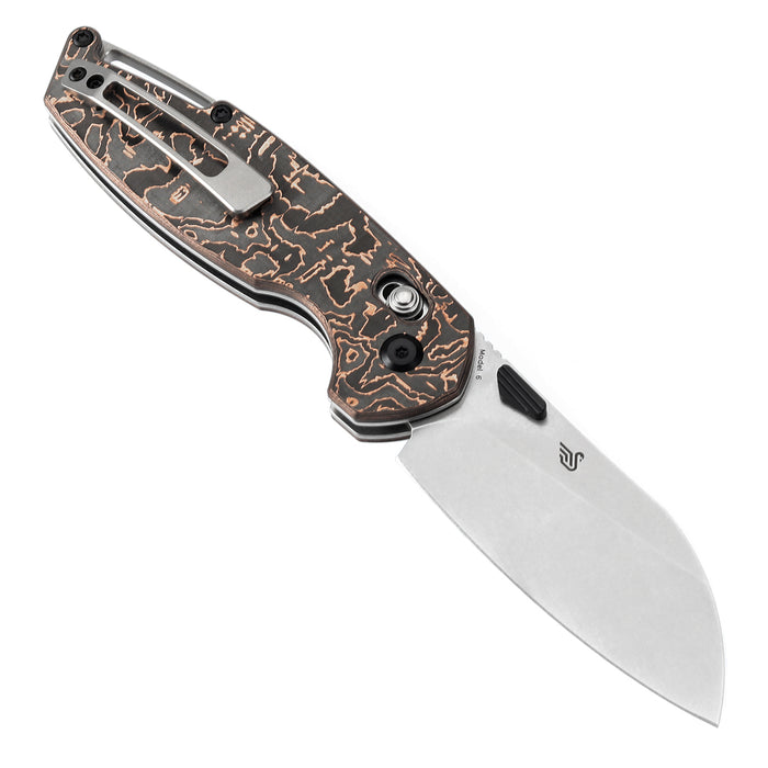 KANSEPT Model 6 K1022V2 CPM S35VN Blade Copper Carbon Fiber Handle Crossbar Lock Knife