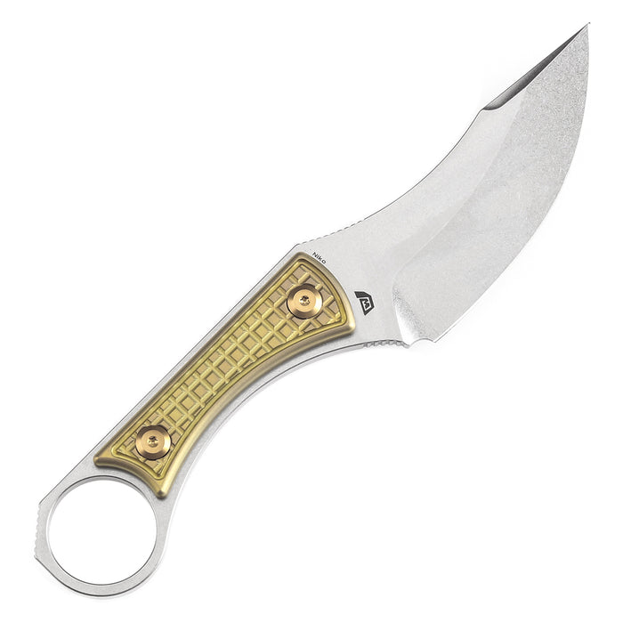 Kansept Niko G004A3 Fixed Knife D2 Blade Gold Titanium Handle Kydex Sheath