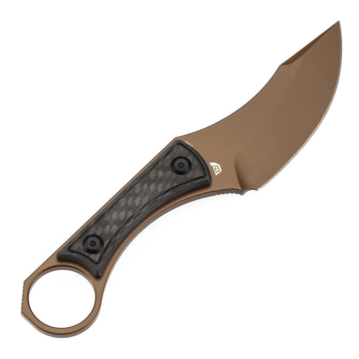 KANSEPT Niko G004A9 Rose Gold Coated D2 Blade Twill Carbon Fiber Handle Fixed Knife