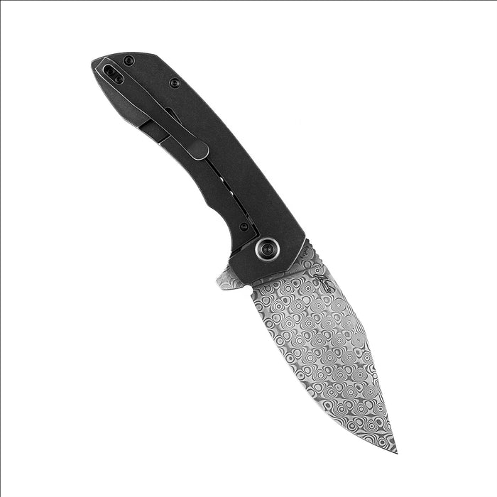 KANSEPT Entity K1036B3 Damascus Blade Titanium Handle Frame Lock