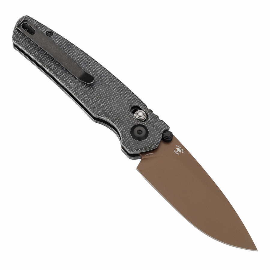 Tenable Raven T2109V6 14C28N Blade Black Micarta Handle Cross Bar Lock Folding Knife