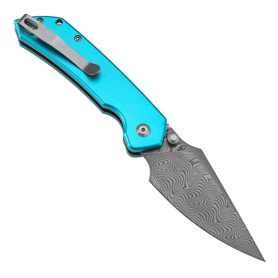 Tenable Fenrir B1034H8 Damascus Blade Aluminum Handle Top Liner Lock Folding Knife