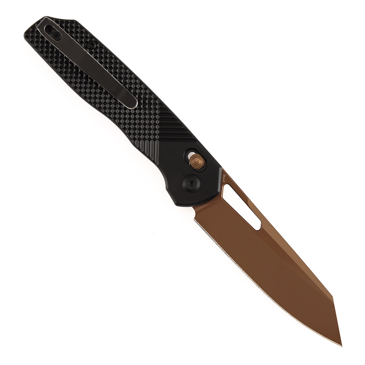 Tenable Shard T1006V10 Rose Gold 14C28N Blade Black Aluminum Handle Crossbar Lock Folding Knife