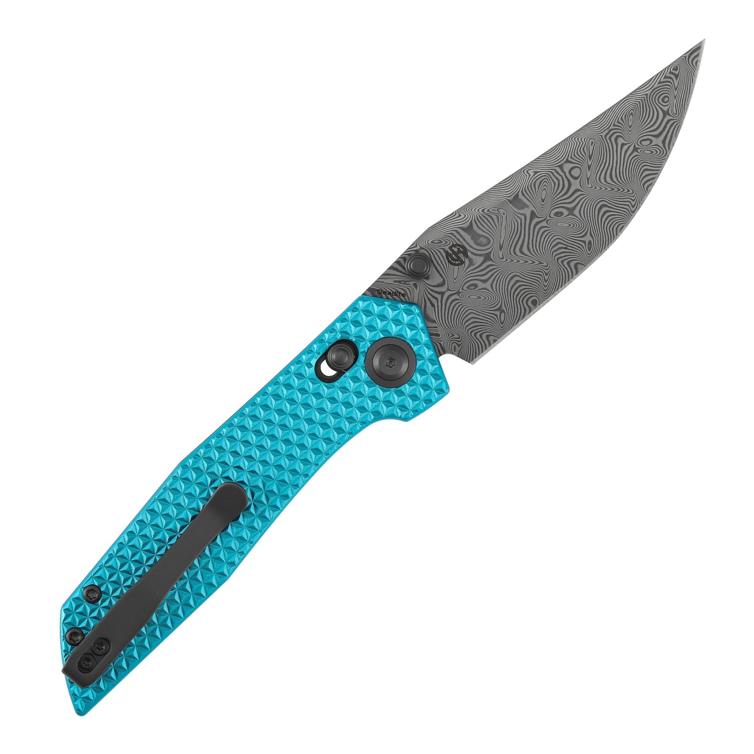 Tenable Deadite B1081V1 Water Ripple Damascus Blade Aluminum Handle Crossbar Lock Folding Knife
