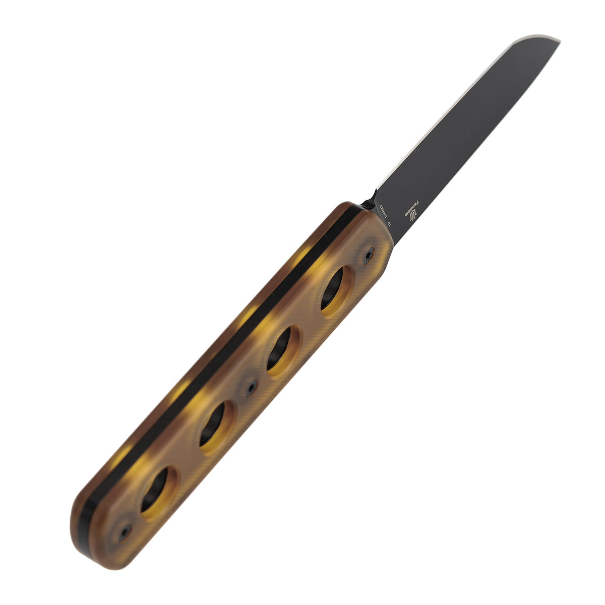 Tenable Foosa G2020A3 Blackwash D2 Blade Amber PEI Handle Fixed Blade Knife