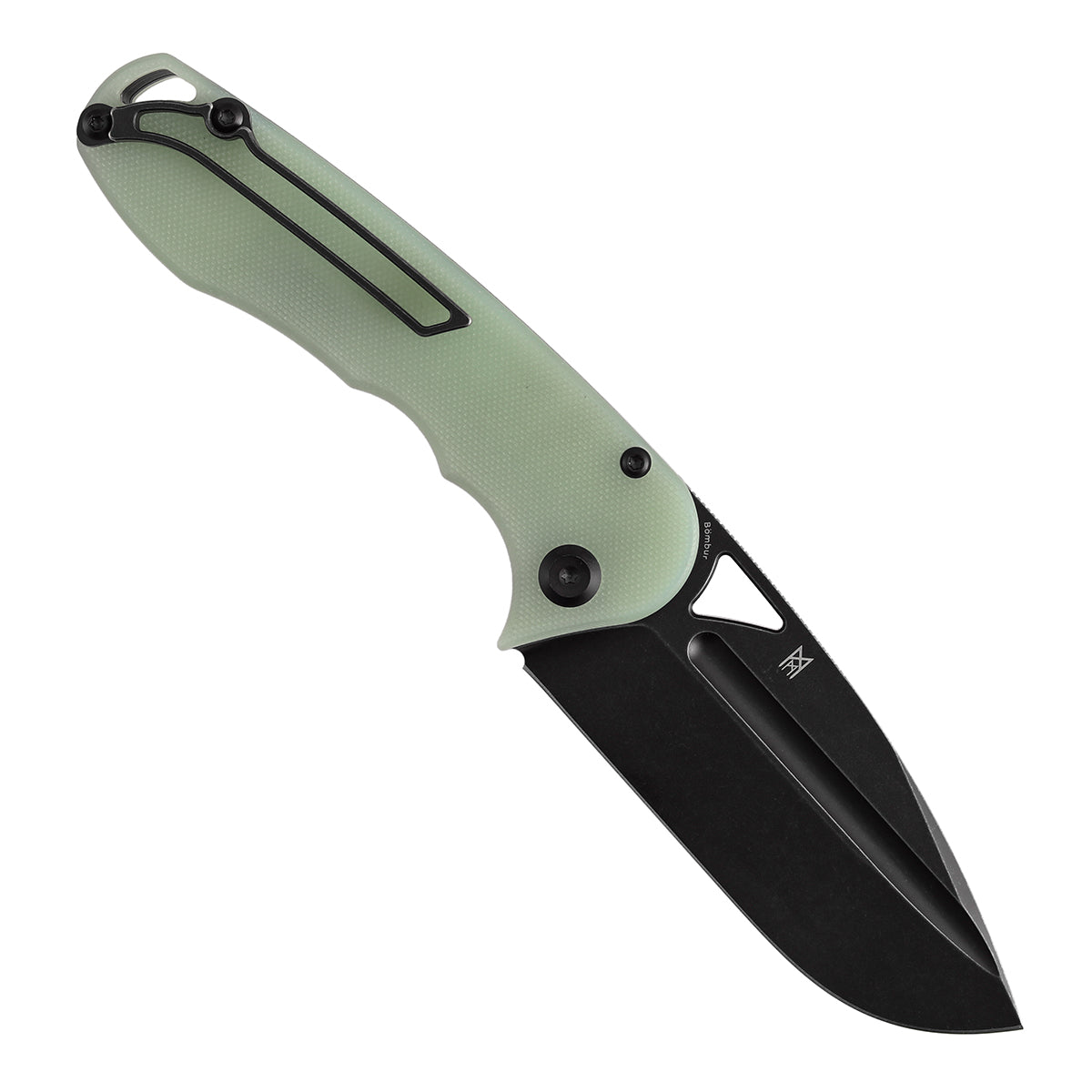 Tenable Bömbur T1054A8 Blackwashed D2 Blade Jade G10 Handle Liner Lock Folding Knife