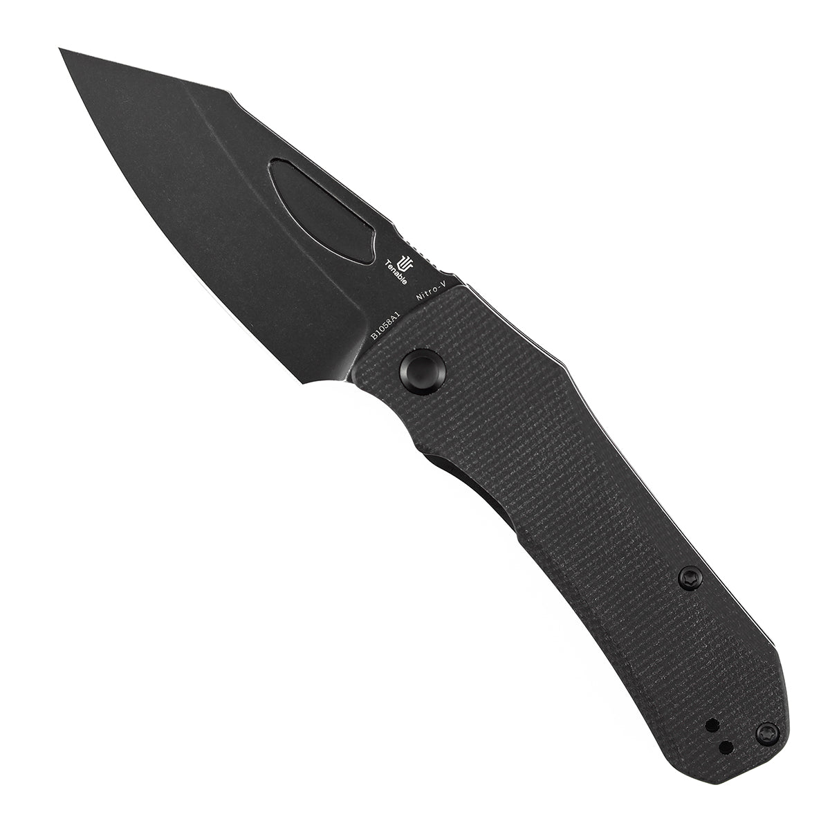 Tenable Loki B1058A1 Blackwash Nitro-V Blade Black Micarta Handle Liner Lock Folding Knife