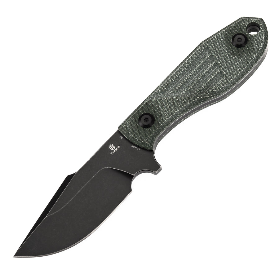 Tenable Tiny Dancer G014A6 Blackwash D2 Blade Green Micarta Handle Fixed Blade