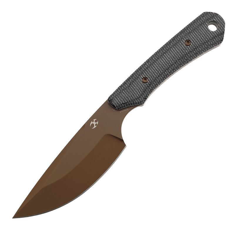 Kansept Flank G006A3 Rose Gold Coated D2 Blade Black Micarta Handle Fixed Blade Knife