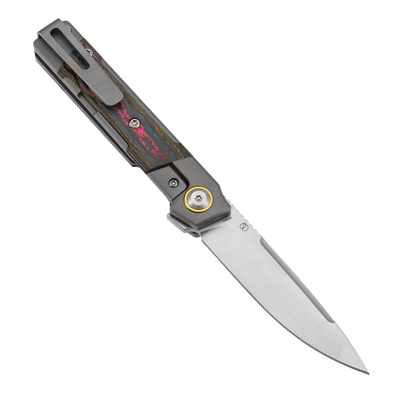 Kansept Kitpu K2123A3 CPM-20CV Blade Titanium with 80S Camocarbon Handle Frame Lock Knife