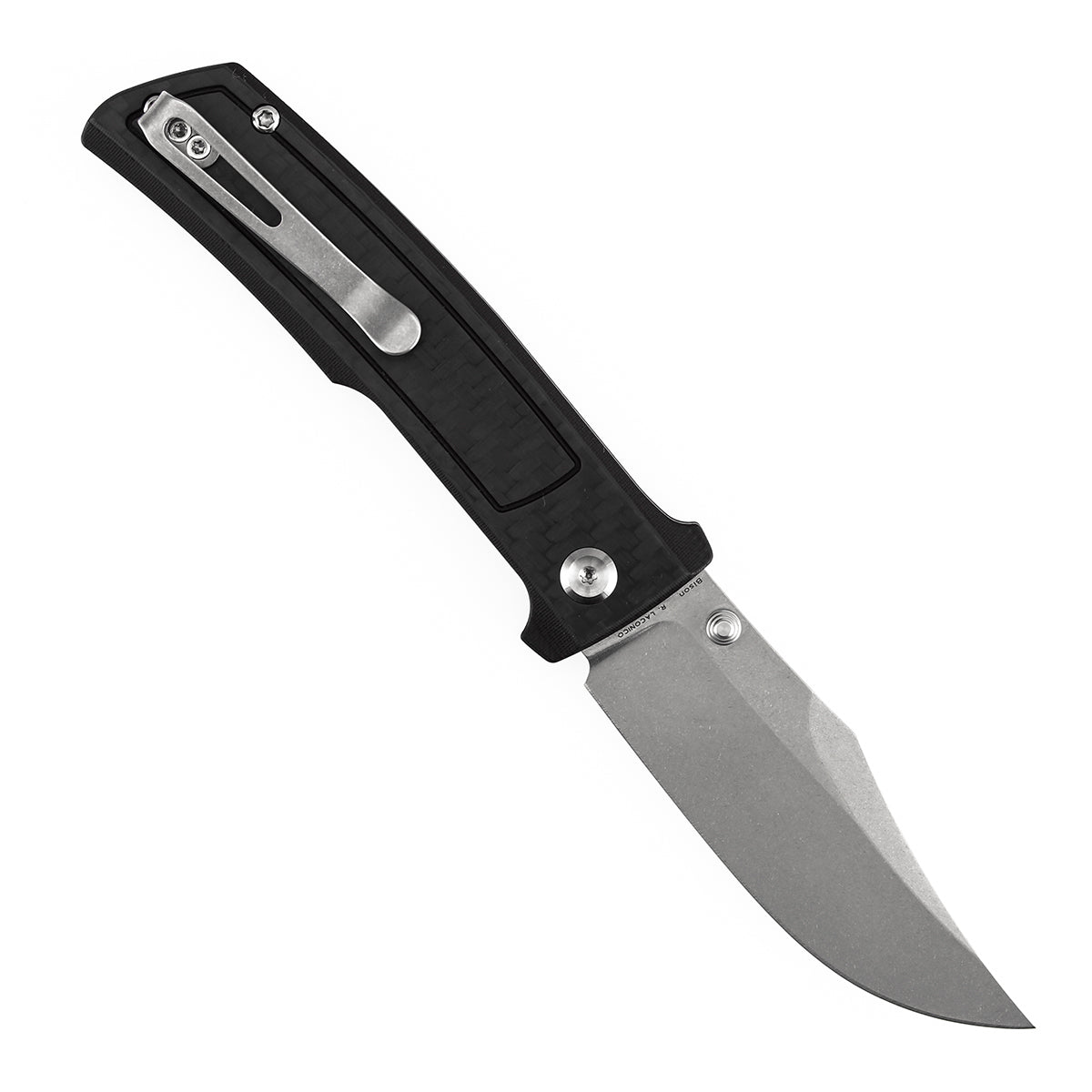 Tenable Bison B2108A4 Stonewashed Nitro-V Blade Twill Carbon FIber & G10 Handle Liner Lock Folding Knife