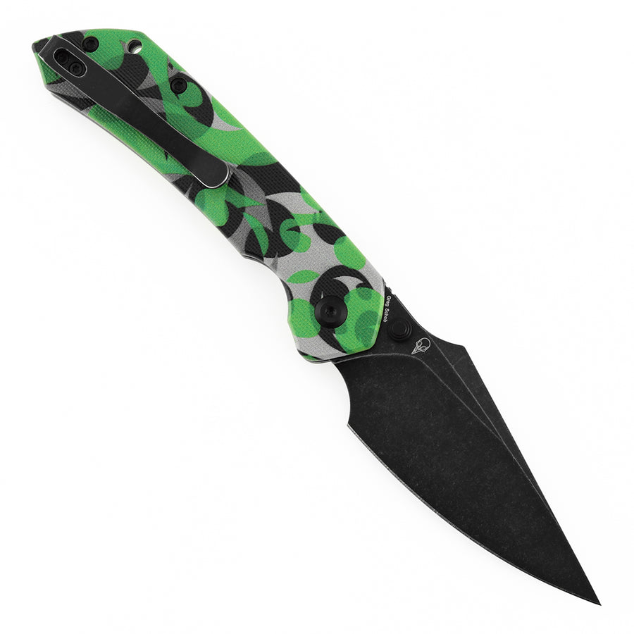 Tenable Fenrir B1034H13 D2 Blade Jade G10 with Green Camouflage Pattern Handle Top Liner Lock Folding Knife