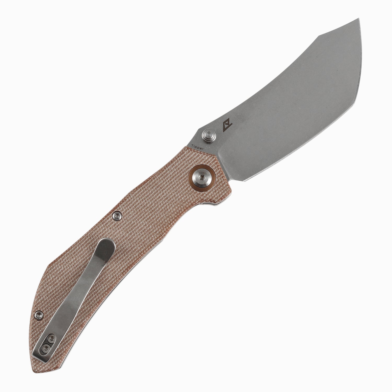 Tenable Tipper B1079A3 Stonewashed Nitro-V Blade Brown Micarta Handle Liner Lock Folding Knife