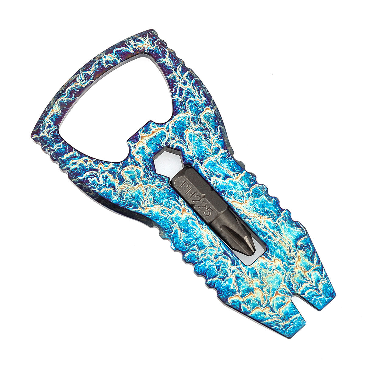 Kansept EDC PryOfSorts C010A3 EDC Multi-Tool Titanium with Lightning Strike Finish Bottle Opener, Pry Bar & Screwdriver