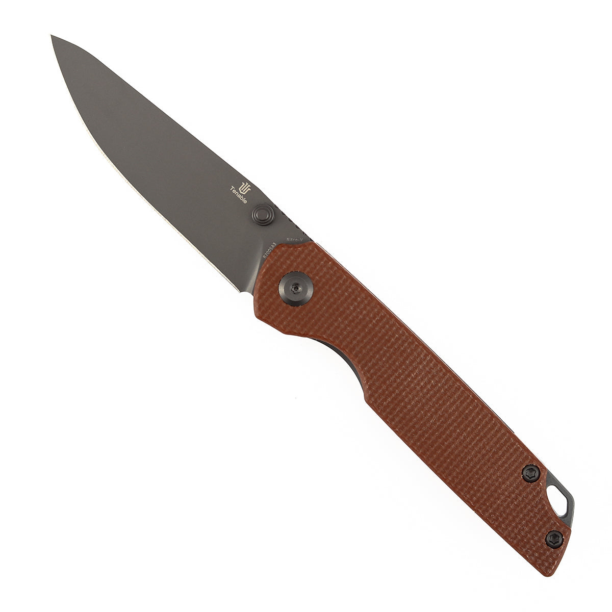 Tenable Mini Warrior B2005A3 Gray TiCn Coated Nitro-V Blade Brown Micarta Handle Liner Lock Folding Knife