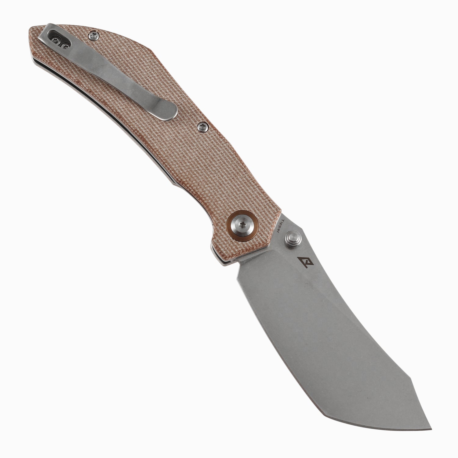 Tenable Tipper B1079A3 Stonewashed Nitro-V Blade Brown Micarta Handle Liner Lock Folding Knife