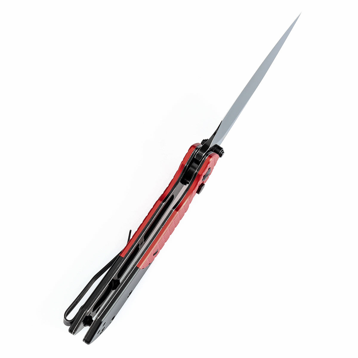 Tenable Fenrir T1034S3 Blackwash 14C28N Blade Dark Red Aluminum Handle Button Lock Folding Knife