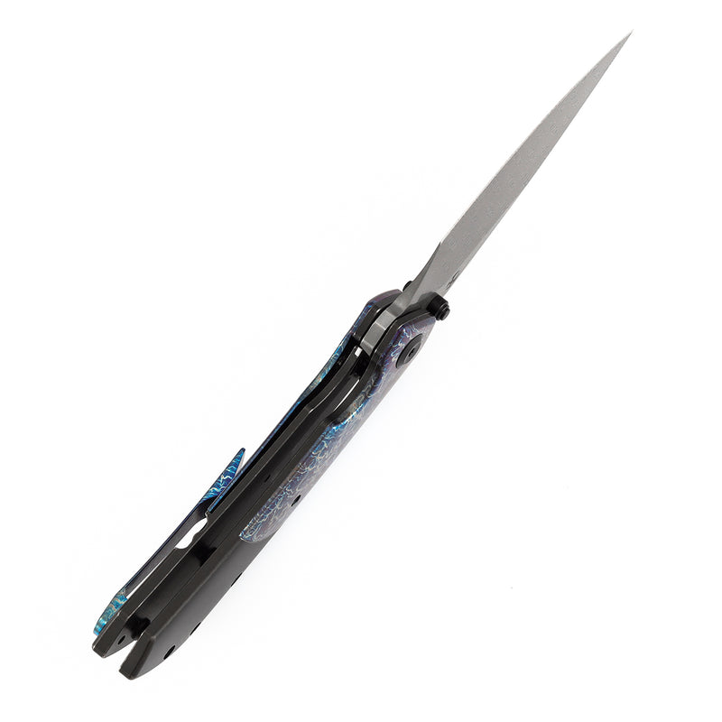 Kansept Fenrir K1034D2 Damascus Blade Titanium Handle Liner Lock Folding Knife