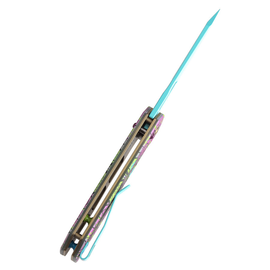 Tenable Shard T1006V9 14C28N Blade G10 with Purple Undead Print Handle Cross Bar Lock