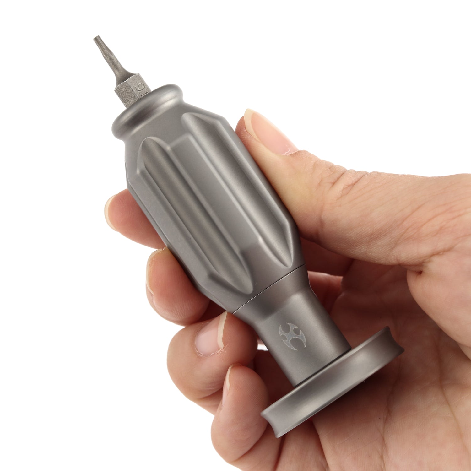 Kansept EDC Bit Driver G018P1 –Beadblasted Titanium Palm Multitool with Spinner Top