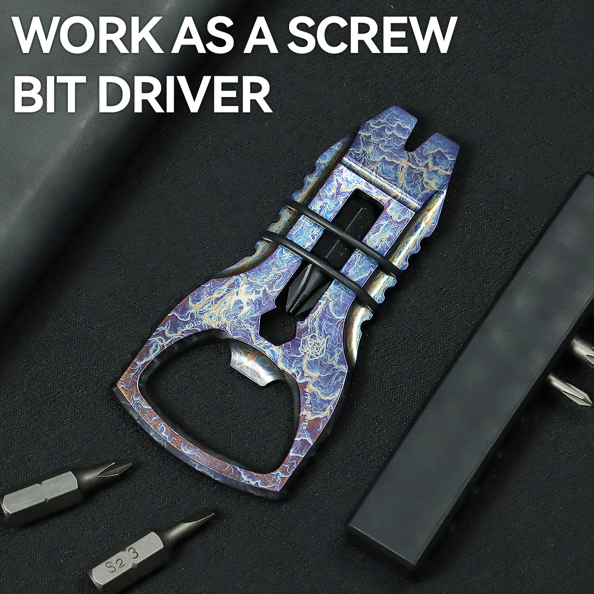 Kansept EDC PryOfSorts C010A3 EDC Multi-Tool Titanium with Lightning Strike Finish Bottle Opener, Pry Bar & Screwdriver