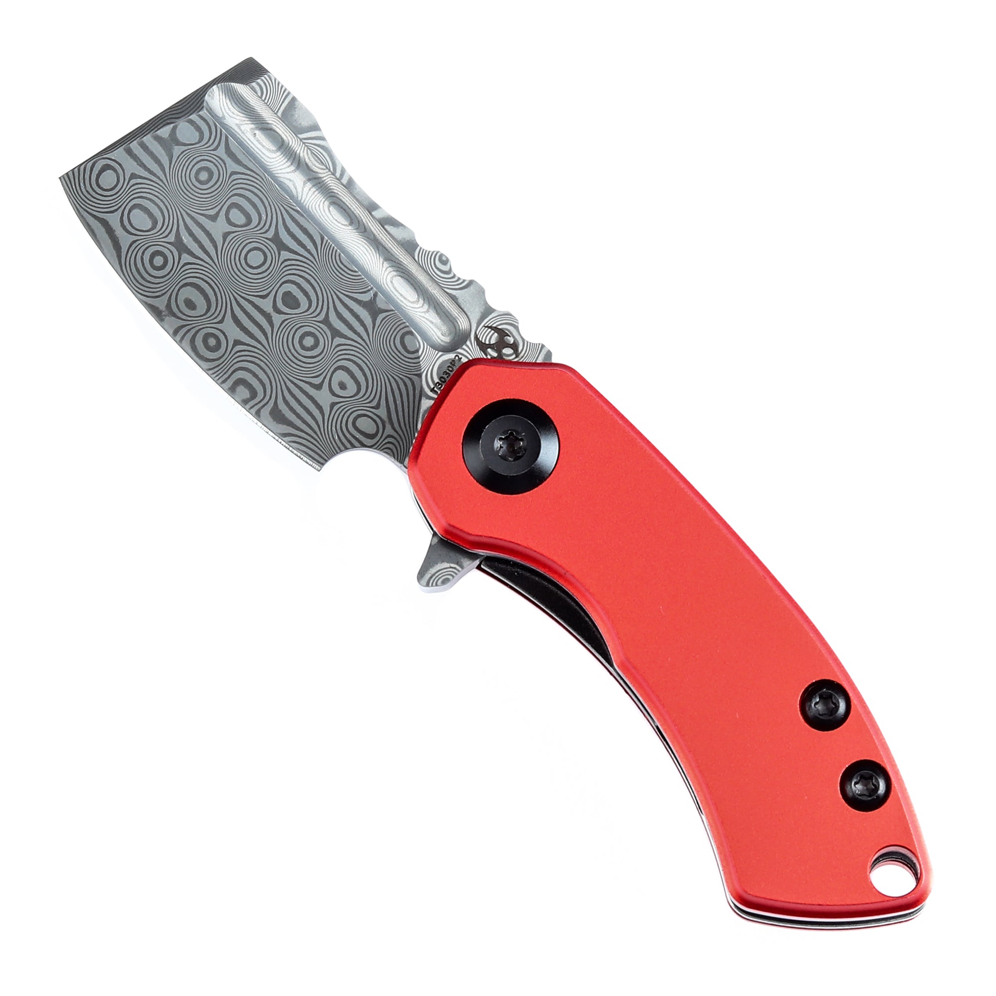 Kansept Mini Korvid Flipper Knife T3030P2 Damascus Blade Aluminum Handle