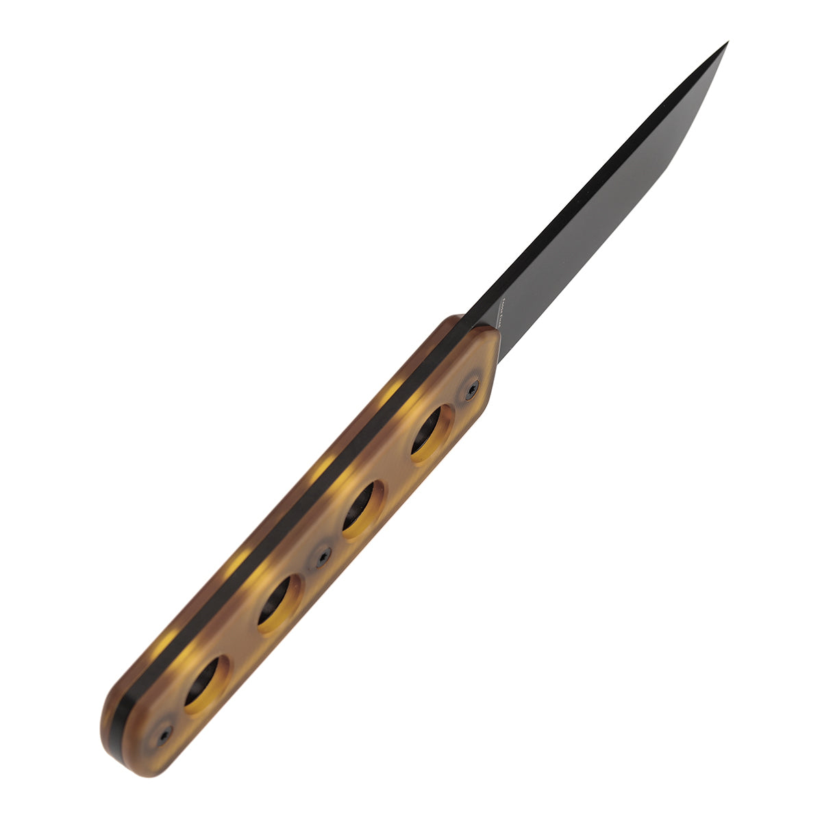 Tenable Foosa G2020A3 Blackwash D2 Blade Amber PEI Handle Fixed Blade Knife