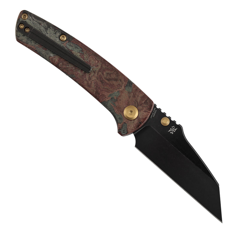 Kansept Main Street K1015H1 Elmax Blade Red Rag Burl Canvas Micarta Handle Top Liner Lock Folding Knife