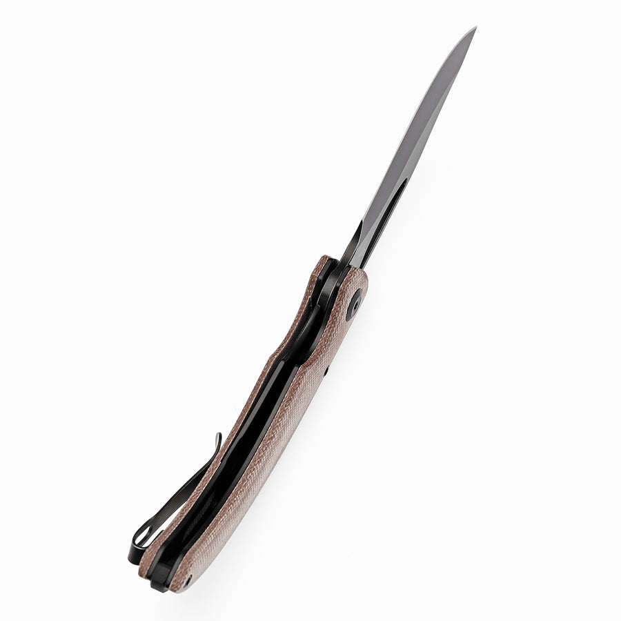 Tenable Gideon T1119A2 Blackwash Nitro-V Point Blade Brown Micarta Handle Liner Lock