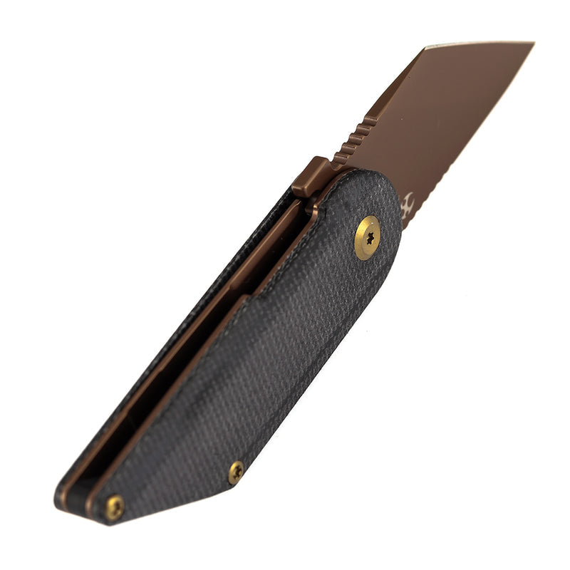 Kansept Dash T2045A2 Rose Gold Coated 154CM Blade Black Micarta Handle Liner Lock Folding Knife