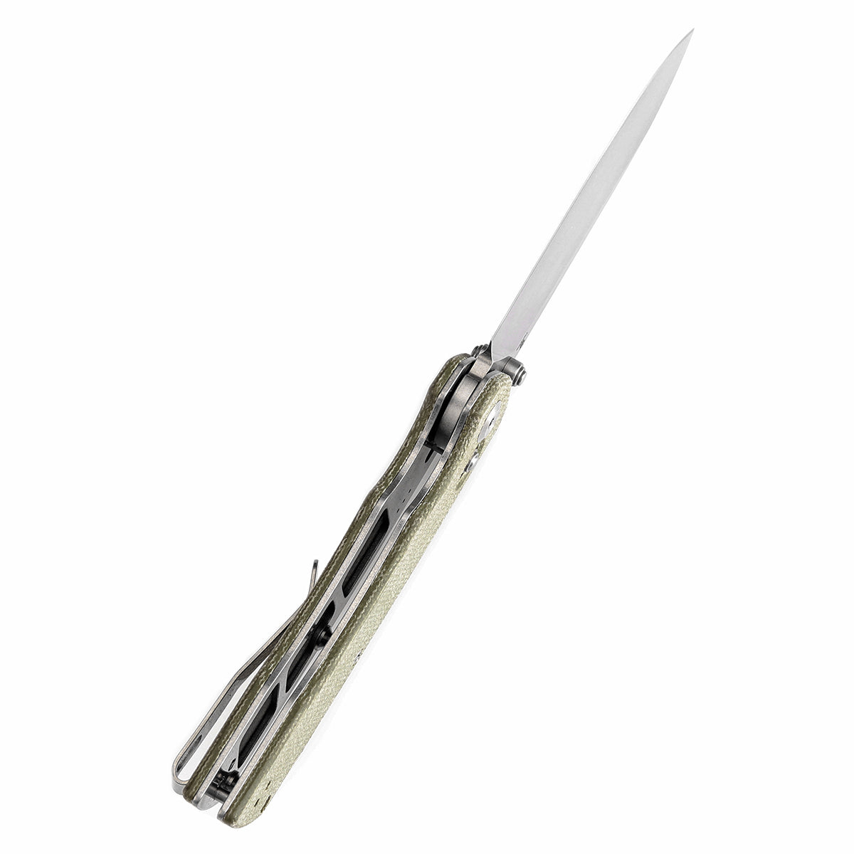 Tenable Kryo T1001V6 Stonewashed 14C28N Blade Green Micarta Handle Crossbar Lock Folding Knife