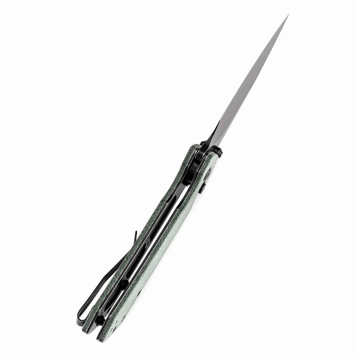 Tenable Fenrir T1034F5 Blackwashed 14C28N Blade Green Micarta Handle Button Lock Folding Knife