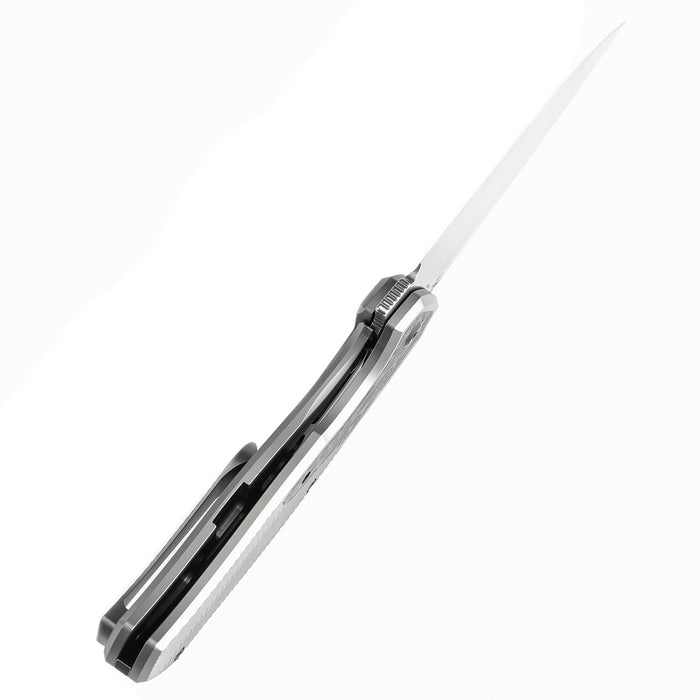 KANSEPT HAVØRN K1069A2 CPM S35VN Blade Titanium with Rose Pattern Black & White Carbon Fiber Inlay Handle Frame Lock