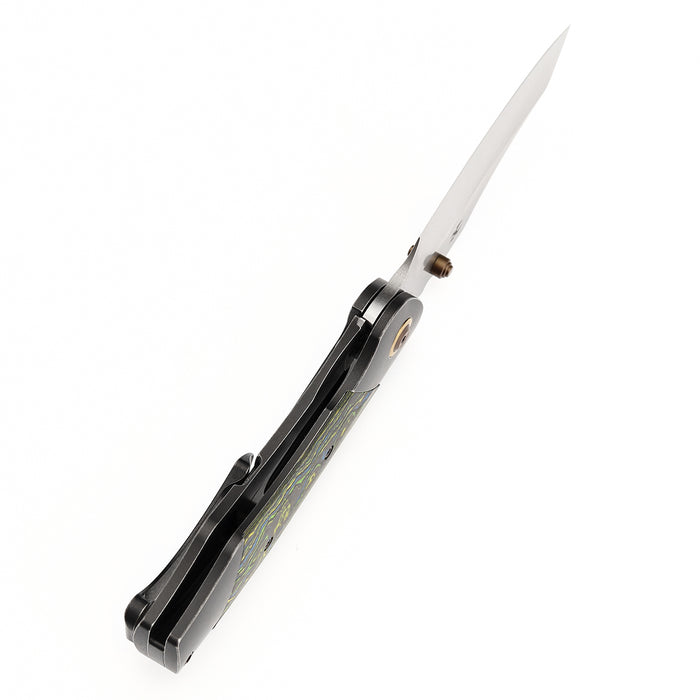 KANSEPT Caveman K1110B1 CPM 20CV Blade Titanium with Gecko CamoCarbon Handle Frame Lock