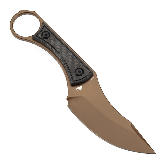 KANSEPT Niko G004A9 Rose Gold Coated D2 Blade Twill Carbon Fiber Handle Fixed Knife