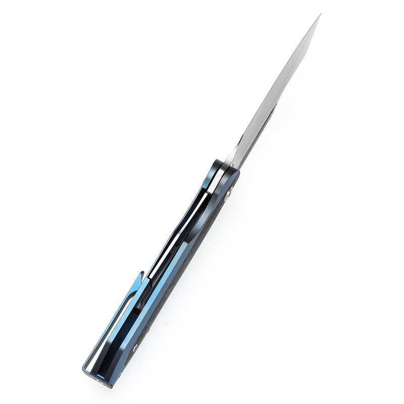 Kansept Thunderhead K1106A3 CPM-S35VN Blade Blue Titanium with Shred Carbon Fiber Inlay Handle Frame Lock Folding Knife