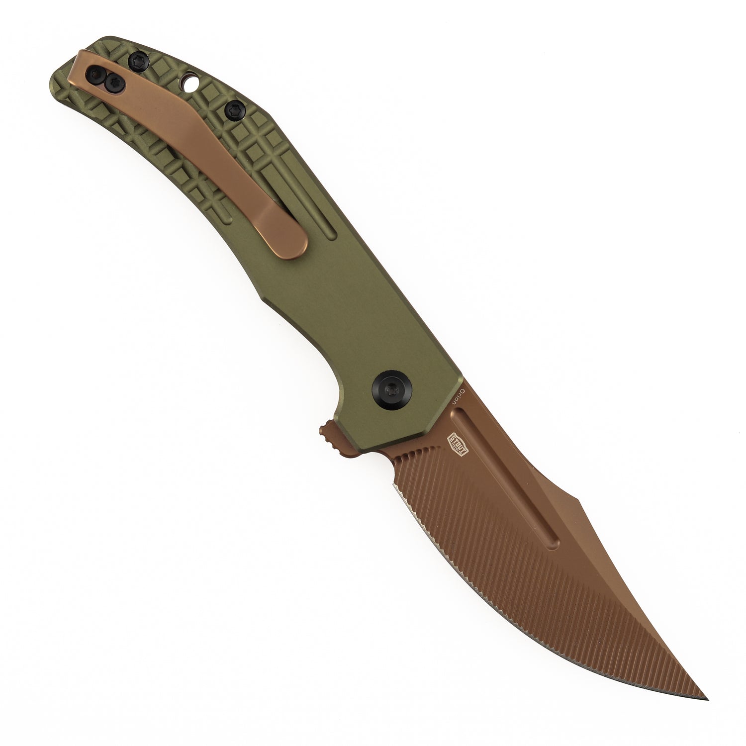 Tenable Orion B1089C2 Rose Gold Nitro-V Blade Blue Aluminum Handle Liner Lock Folding Knife