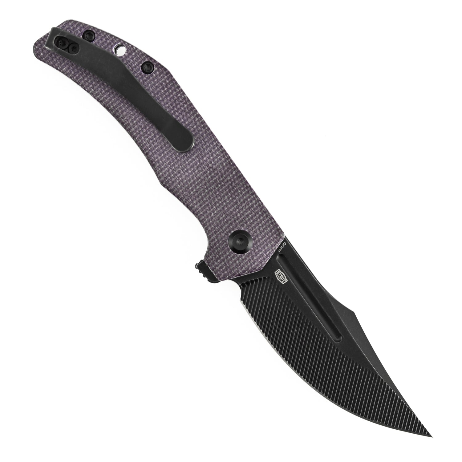Tenable Orion B1089C1 Blackwash Nitro-V Blade Purple Micarta Handle Liner Lock Folding Knife