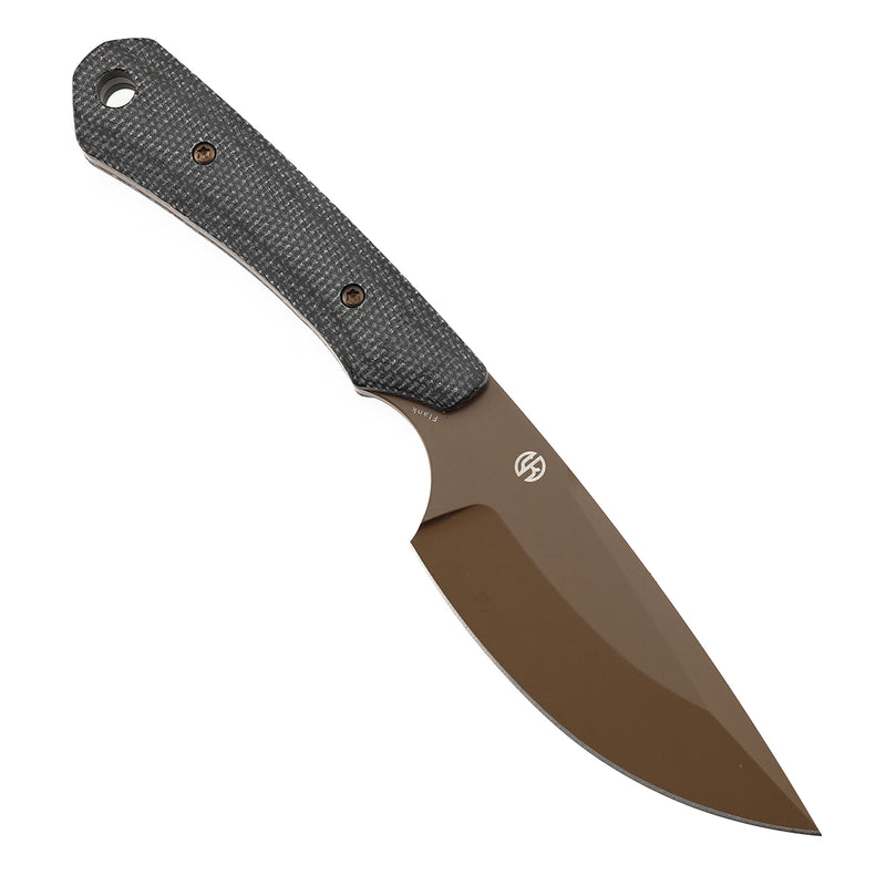 Kansept Flank G006A3 Rose Gold Coated D2 Blade Black Micarta Handle Fixed Blade Knife