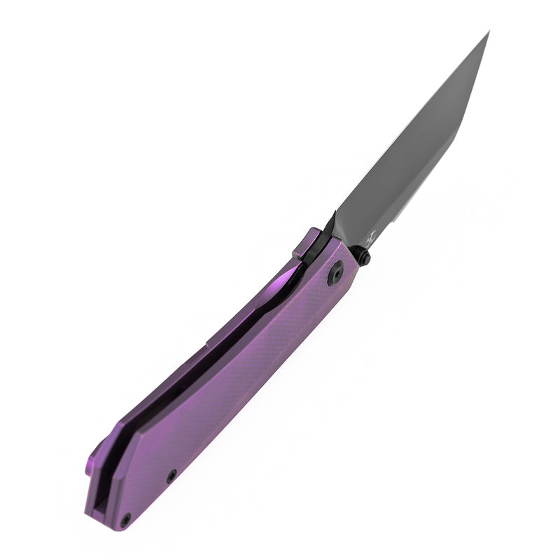 Kansept Contra K1139A5 Mirrior DLC CPM-S90V Blade Purple Anodized Titanium Handle Frame Lock Folding Knife
