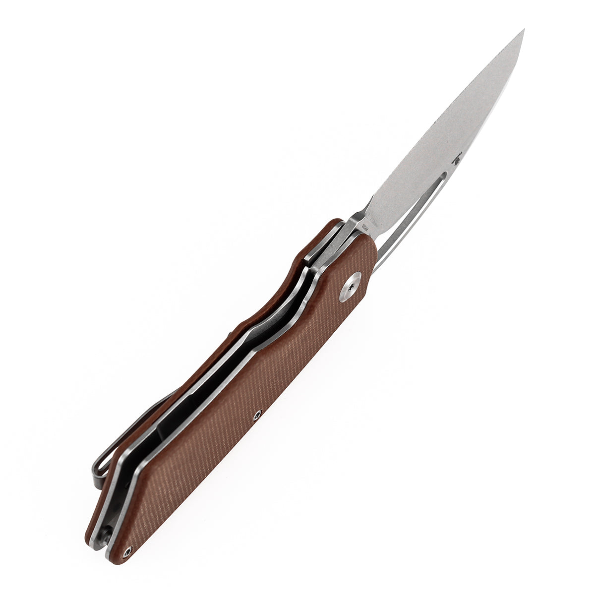 Tenable Goblin L B3016A4 Stonewashed 14C28N Blade Brown Micarta Handle Liner Lock Folding Knife