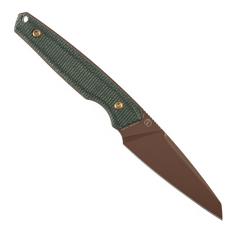Kansept Parr G011A8 Rose Gold D2 Blade Green Micarta Handle Fixed Blade Knife