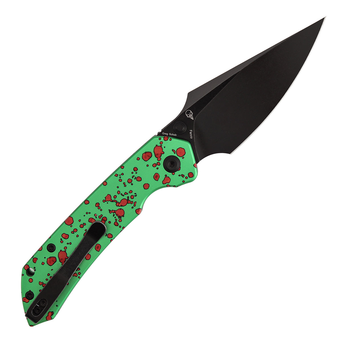 Tenable Fenrir B1034H22 Blackwash Nitro-V Blade Green Aluminum Handle Top Liner Lock Folding Knife