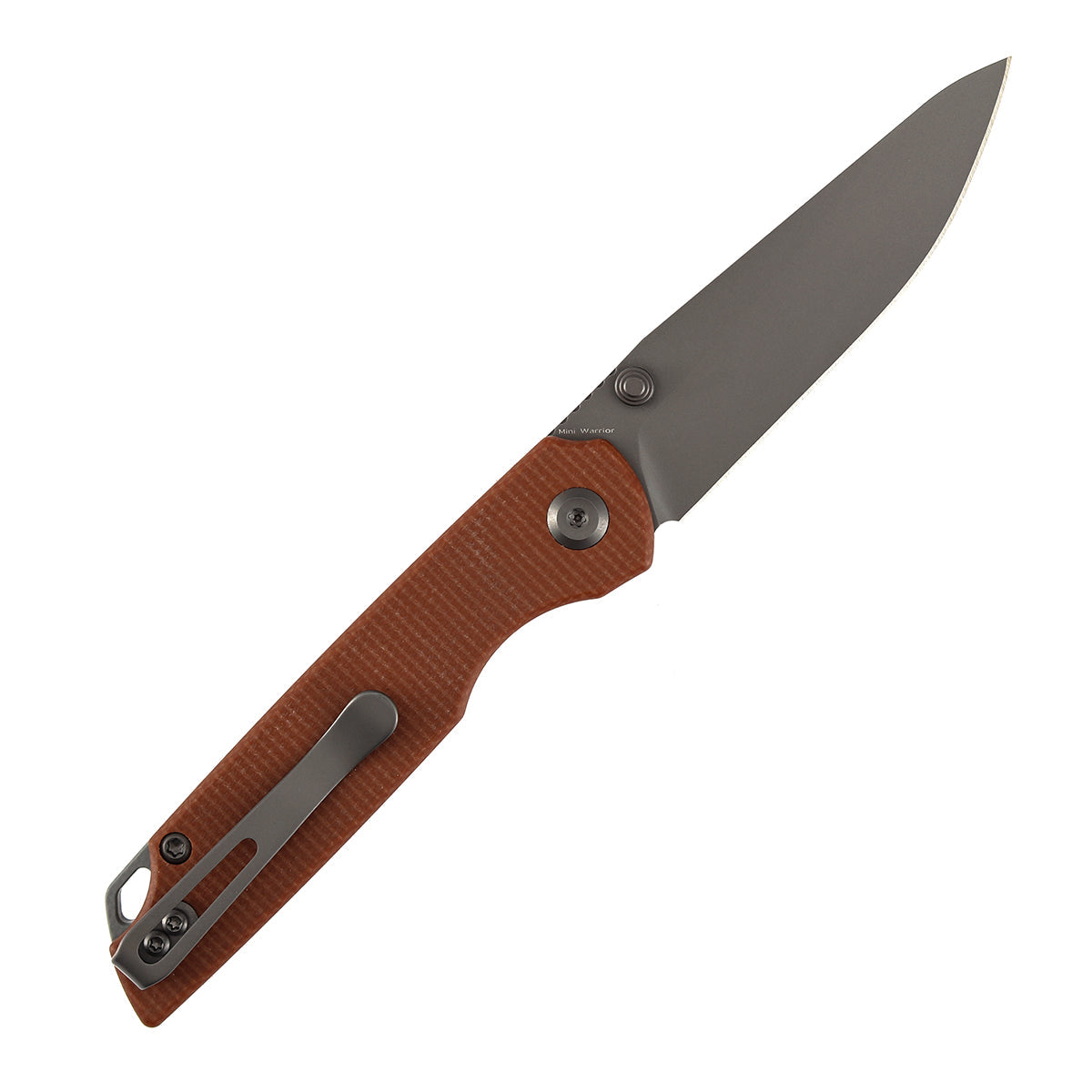 Tenable Mini Warrior B2005A3 Gray TiCn Coated Nitro-V Blade Brown Micarta Handle Liner Lock Folding Knife