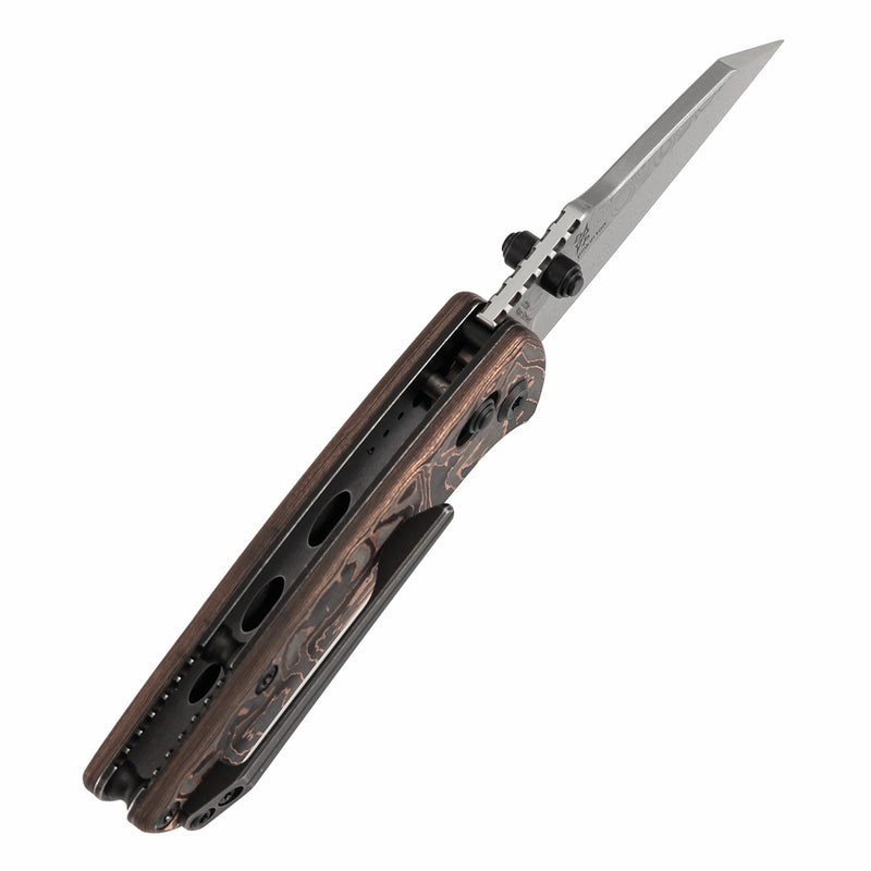 Kansept Little Main Street K2015V5 Damascus Blade Copper Carbon Fiber Handle Crossbar Lock Folding Knife