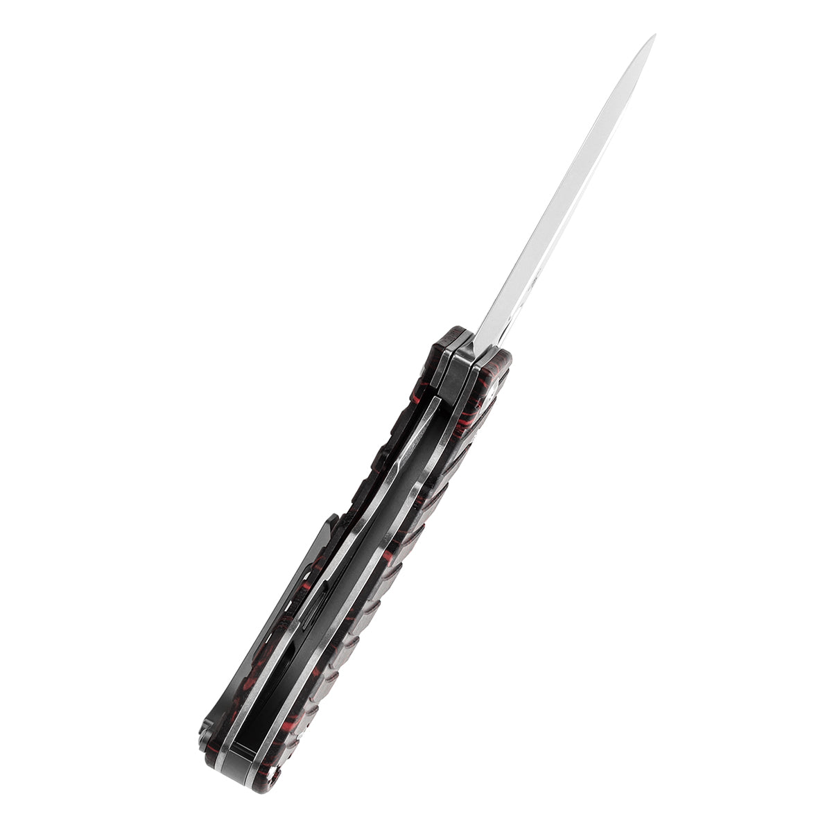 Tenable Bömbur T1054C1 Stonewashed D2 Blade Black and Red G-mascus Handle Liner Lock Folding Knife